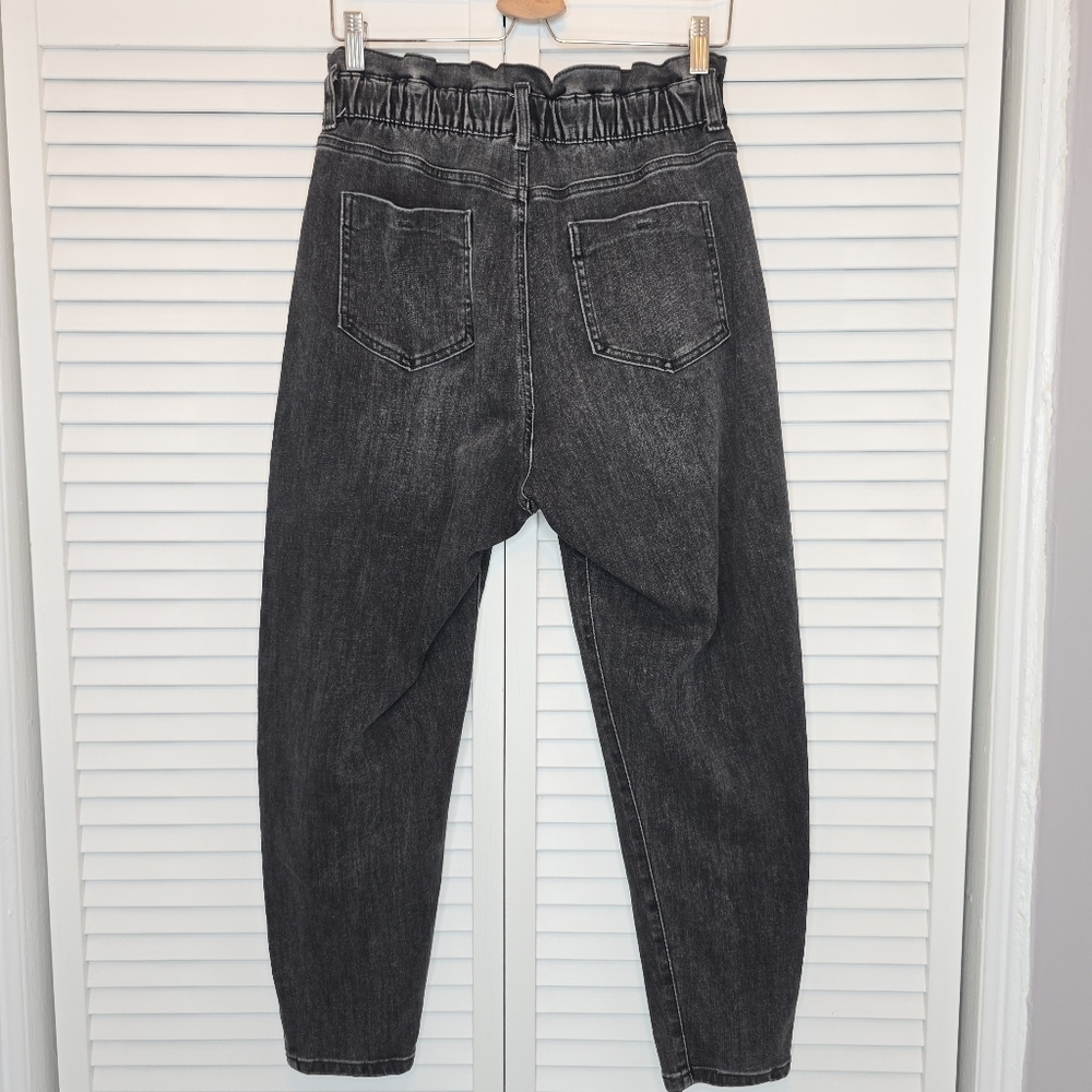 GAP Women Black Paperbag High Rise Tapered Jeans Sz Medium Minimalist Old Money‎ - Picture 6 of 12